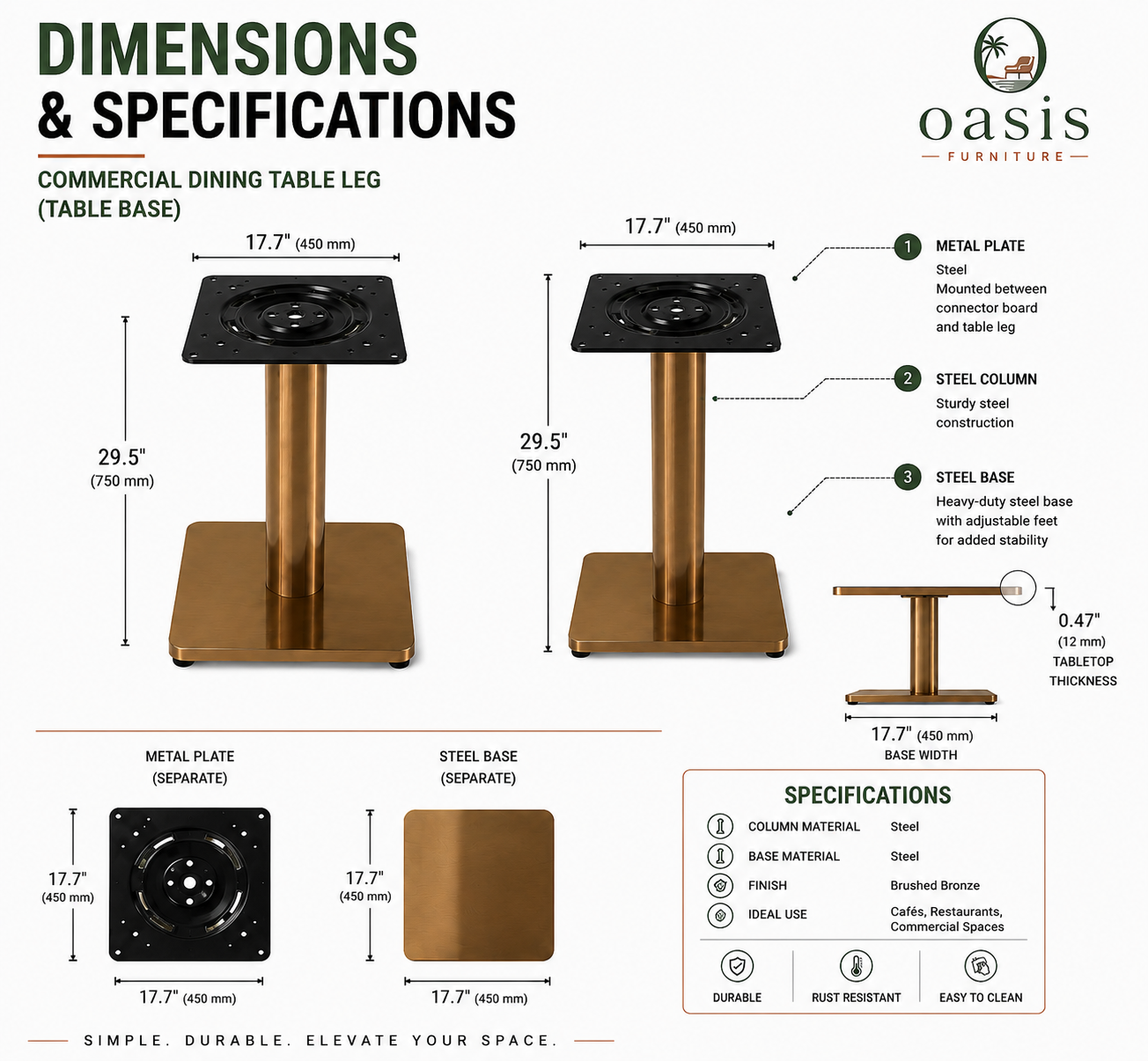 COMMERCIAL DINING TABLE LEG