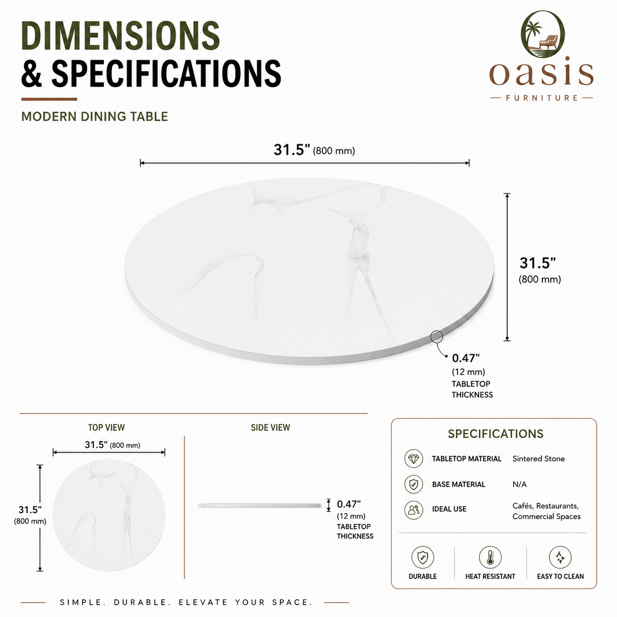 Circular Commercial Dining Table Top